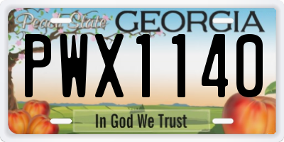 GA license plate PWX1140