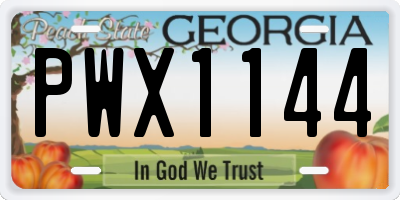 GA license plate PWX1144