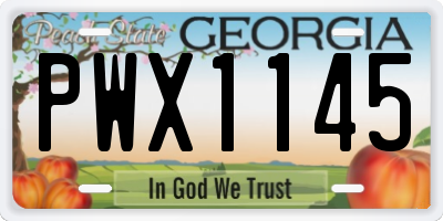 GA license plate PWX1145