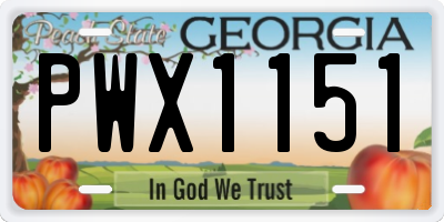 GA license plate PWX1151