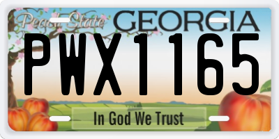 GA license plate PWX1165