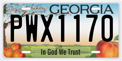 GA license plate PWX1170