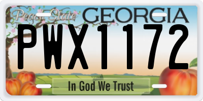 GA license plate PWX1172
