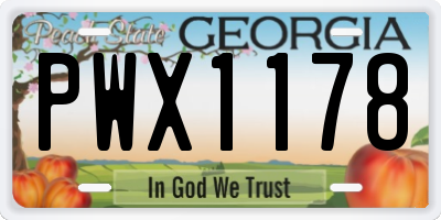 GA license plate PWX1178