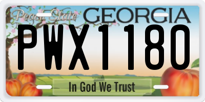 GA license plate PWX1180