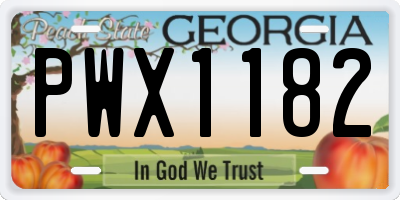 GA license plate PWX1182