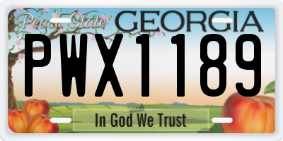 GA license plate PWX1189