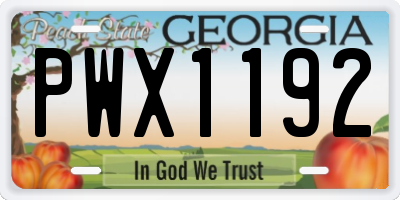 GA license plate PWX1192