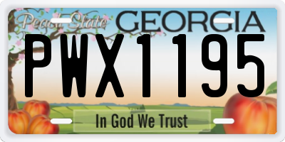GA license plate PWX1195
