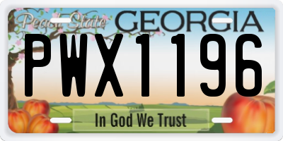 GA license plate PWX1196