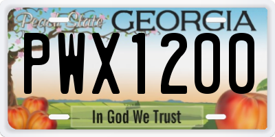 GA license plate PWX1200