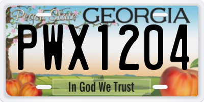 GA license plate PWX1204