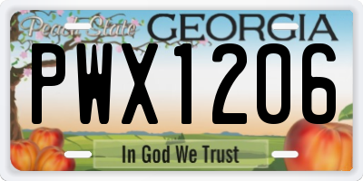 GA license plate PWX1206