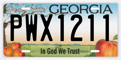 GA license plate PWX1211