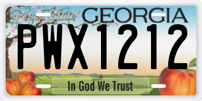 GA license plate PWX1212