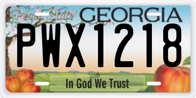 GA license plate PWX1218