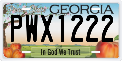 GA license plate PWX1222