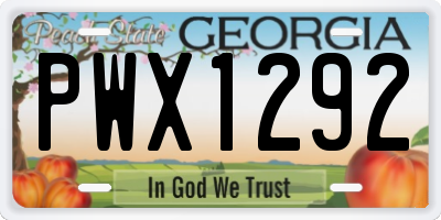 GA license plate PWX1292