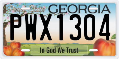 GA license plate PWX1304