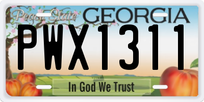 GA license plate PWX1311