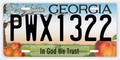 GA license plate PWX1322