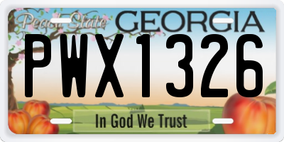 GA license plate PWX1326