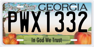 GA license plate PWX1332