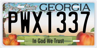 GA license plate PWX1337