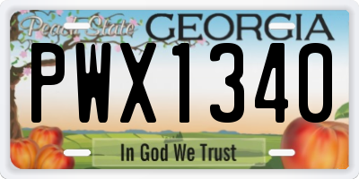 GA license plate PWX1340