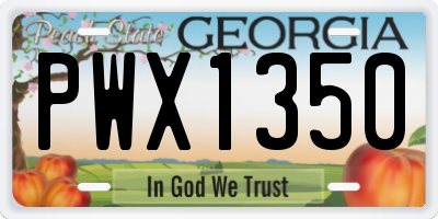 GA license plate PWX1350
