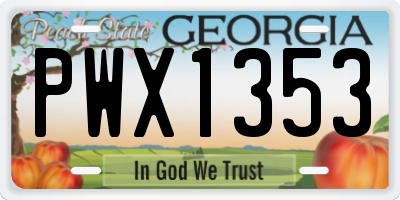 GA license plate PWX1353