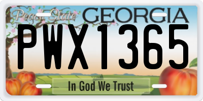 GA license plate PWX1365