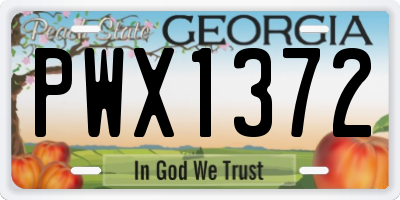 GA license plate PWX1372