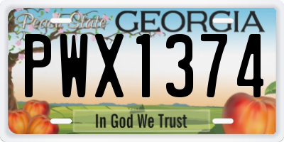 GA license plate PWX1374