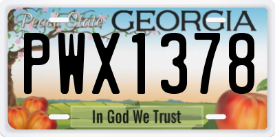 GA license plate PWX1378