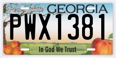 GA license plate PWX1381