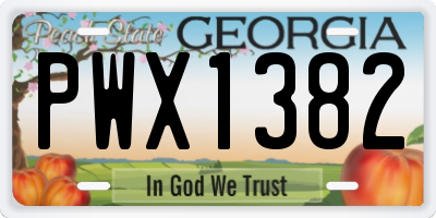 GA license plate PWX1382