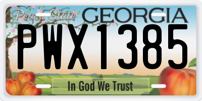 GA license plate PWX1385