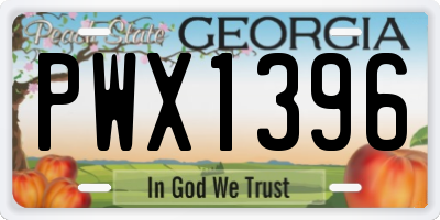 GA license plate PWX1396