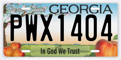 GA license plate PWX1404