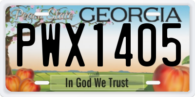 GA license plate PWX1405
