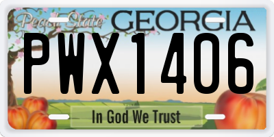 GA license plate PWX1406