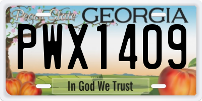 GA license plate PWX1409