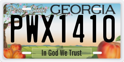 GA license plate PWX1410