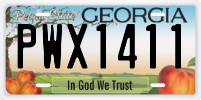 GA license plate PWX1411