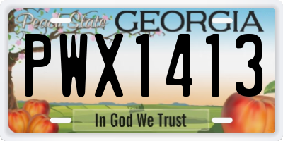 GA license plate PWX1413