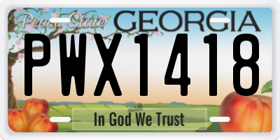 GA license plate PWX1418