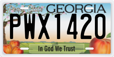 GA license plate PWX1420