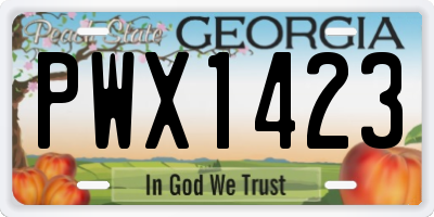 GA license plate PWX1423