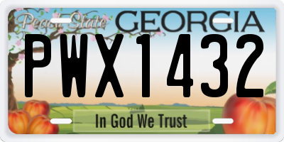 GA license plate PWX1432